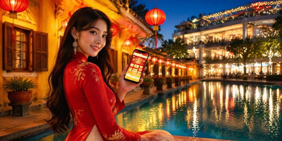 Người dùng tại Hội An sử dụng ứng dụng casino trên điện thoại trong không gian cà phê